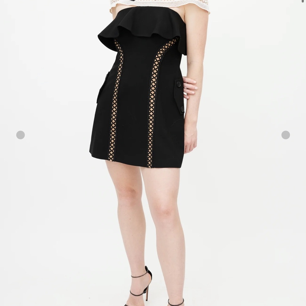 Chic Black & White Lace Bow Dress